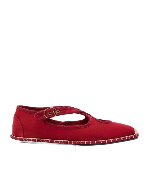 Polo Ralph Lauren Red Cross-Over Grosgrain Espadrille Mary Jane Flats