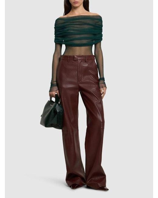 Christopher Esber Green Pleated Sheer Blouse