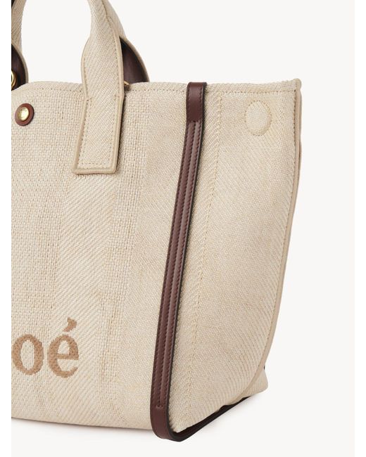 Chloé Natural Chloé Carry Logo Detailed Tote Bag