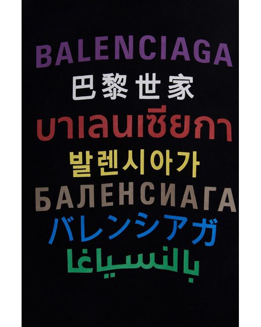 Balenciaga Black Logo-Print Hoodie