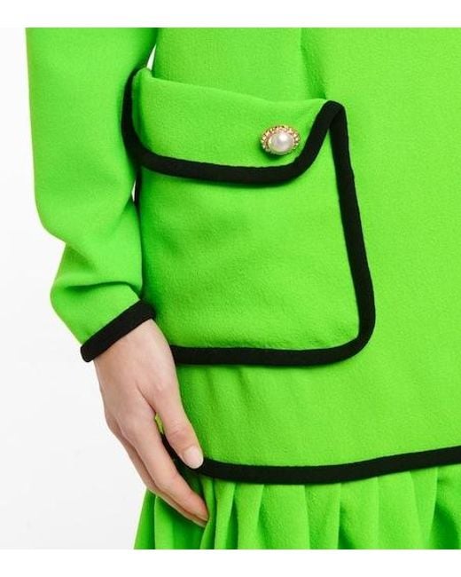 Rodarte Green Embellished Wool Midi Skirt