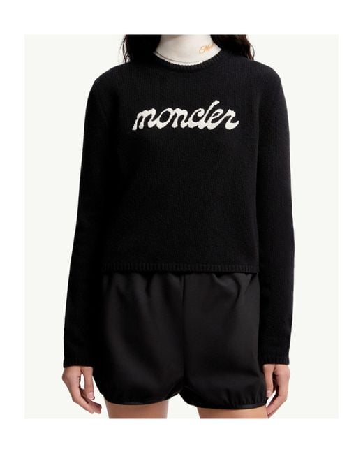 Moncler Black Logo Detailed Crewneck Jumper