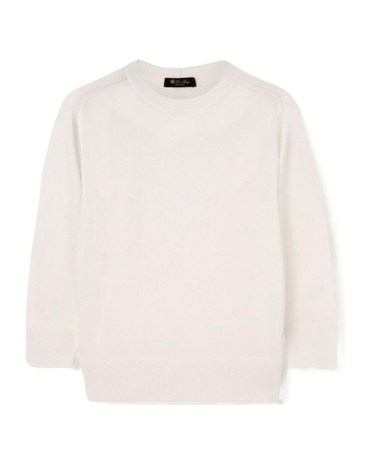 Loro Piana White Piuma Knitted Sweater