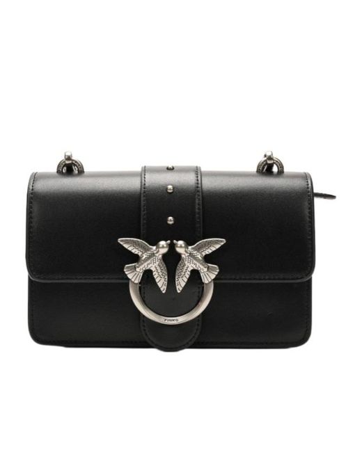 Pinko Black Love Birds Chain-Linked Shoulder Bag