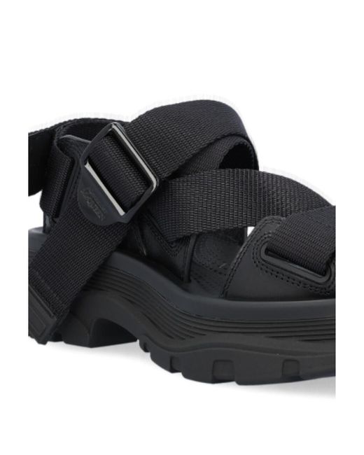 McQueen Black Tread Strapped Sandals