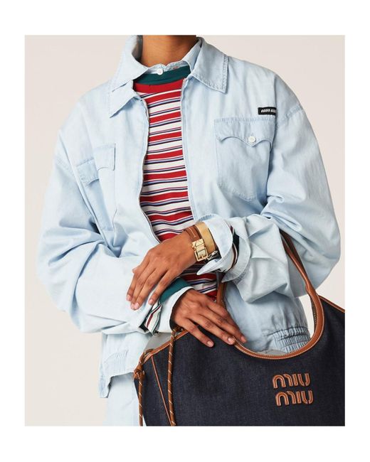 Miu Miu Blue Logo Patch Denim Jacket
