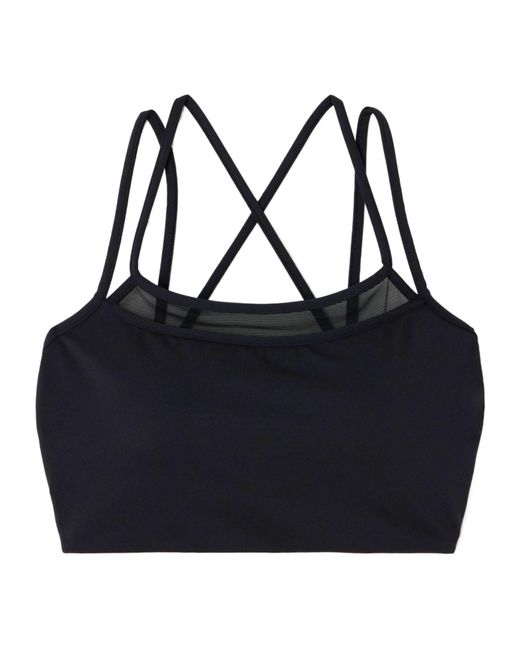 Eres Blue Trimmed Stretch-Jersey Sports Bra