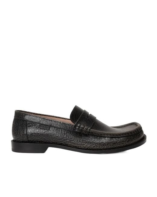 Loewe Black Textured Penny Loafers for men