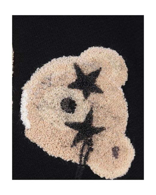 Palm Angels Black Sprayed Bear Logo Hoodie