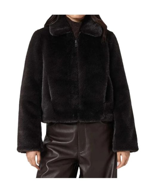 AllSaints Black Saye Zip Collar Jacket