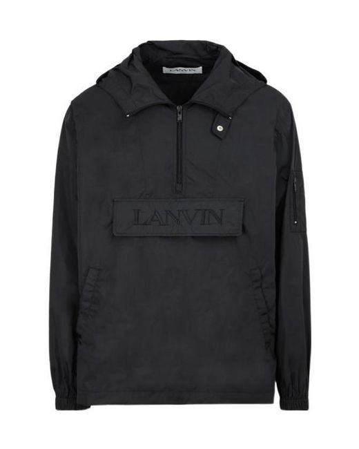 Lanvin Black Logo-Embroidered Windbreaker Jacket for men