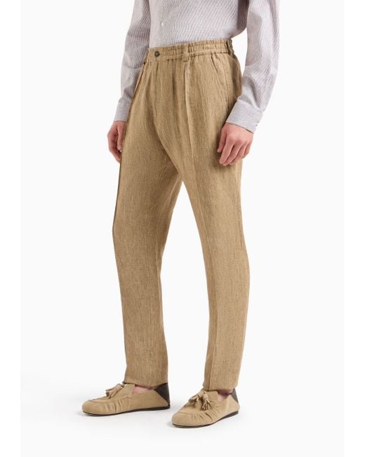 Emporio Armani Natural Belt Loop Casual Pants for men