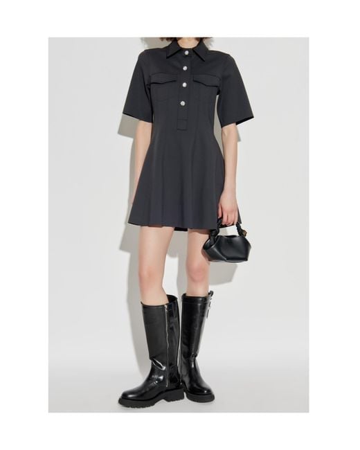 Ganni Black Chest Pocket Mini Dress