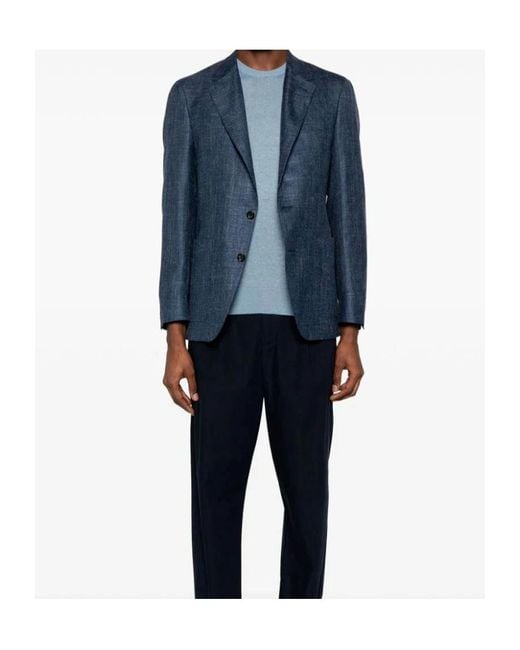 Canali Blue Single-Breasted Blazer for men