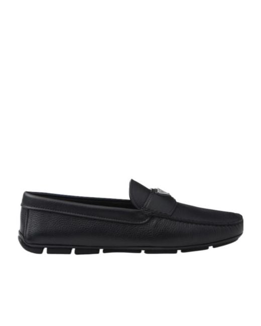 Prada Black Leather Driving Shoes for men