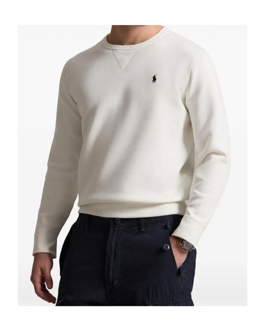 Polo Ralph Lauren White Double-Knit Logo Sweatshirt for men
