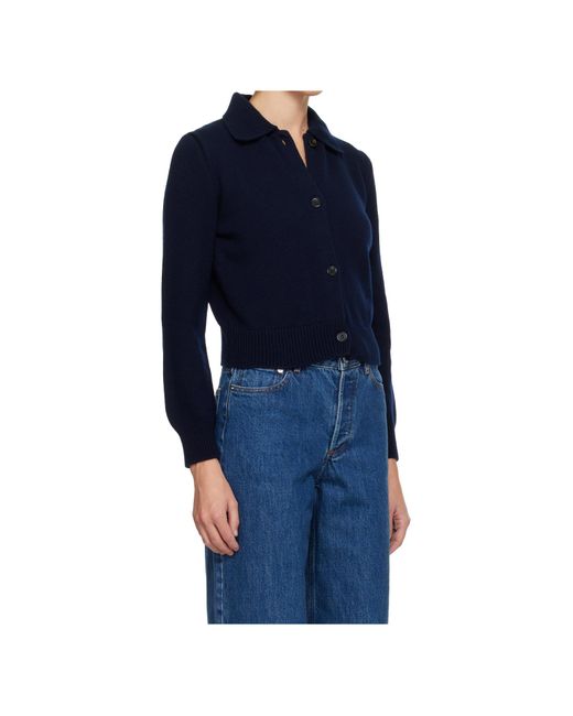 A.P.C. Blue Collared Wool Knit Cardigan