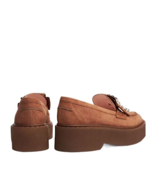 Roger Vivier Brown 50Mm Viv Rangers Strass Suede Loafers