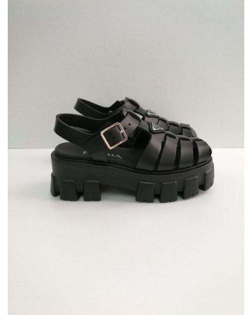 Prada Black Strapped Platform Sandals