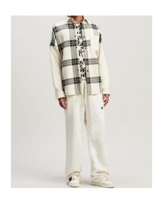 Palm Angels White Checked Long-Sleeved Flannel Overshirt for men