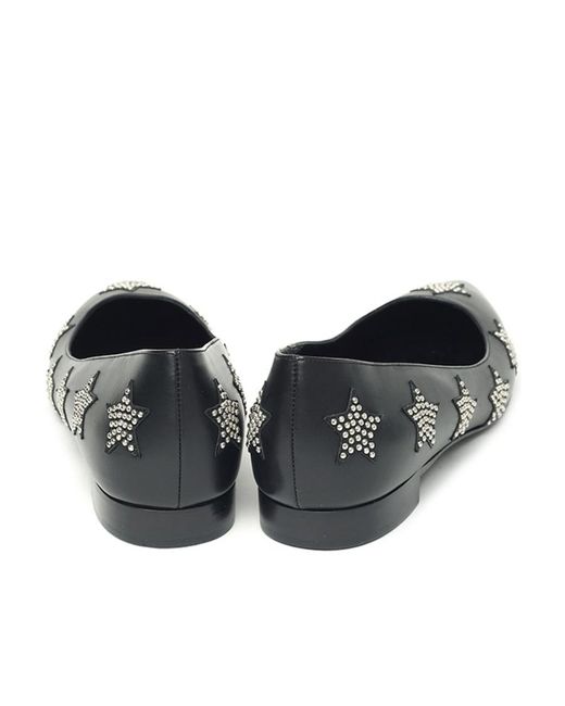 Saint Laurent Black Pointed Leather Flat Shoes