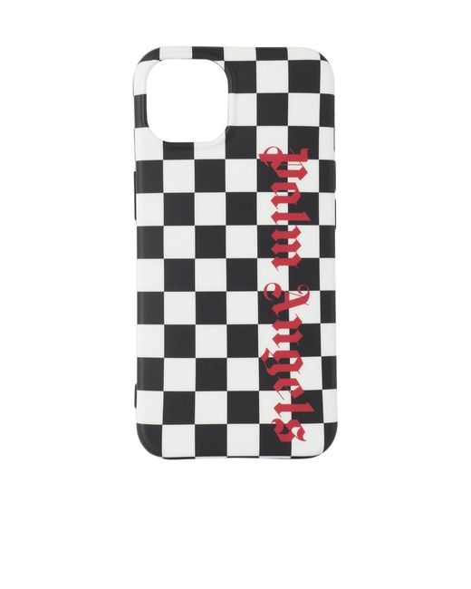 Palm Angels White Checkerboard Logo-Print Iphone 13 Case for men