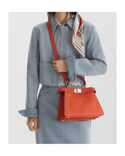 Fendi Orange Peekaboo Iseeu Small Tote Bag