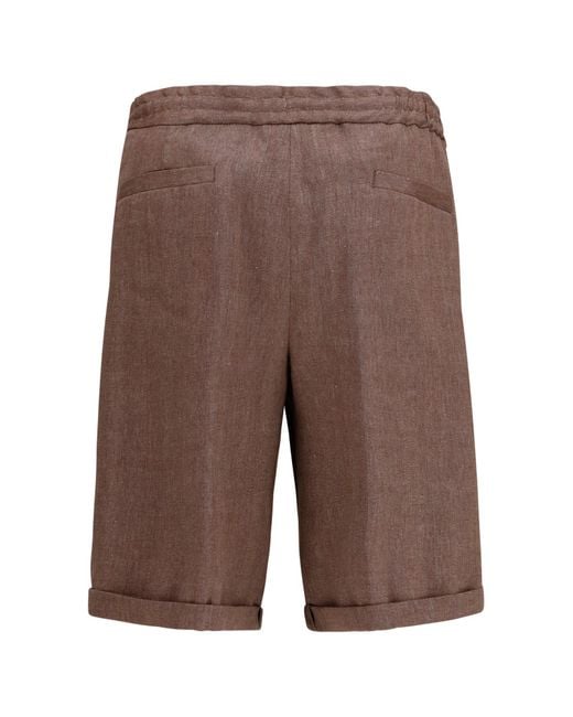 Brunello Cucinelli Brown Drawstring Shorts for men