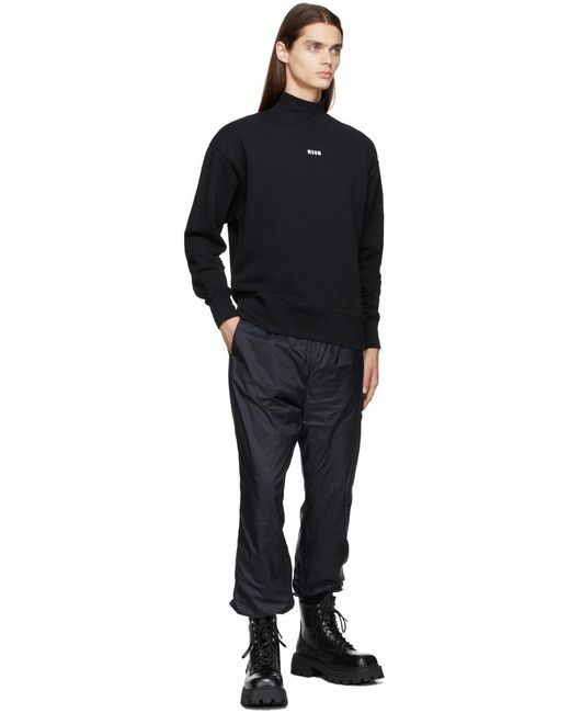MSGM Black Logo Printed High Neck Sweatshirt for men