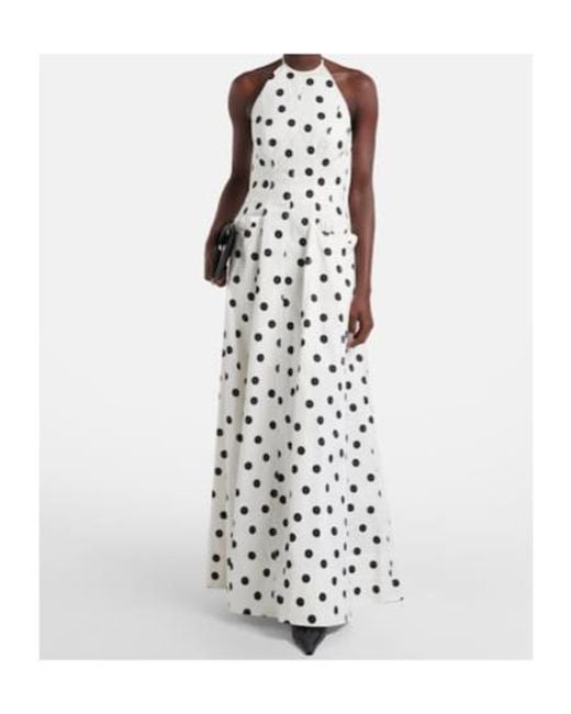 Rebecca Vallance White Maisie Polka-Dot Cotton-Blend Maxi Dress