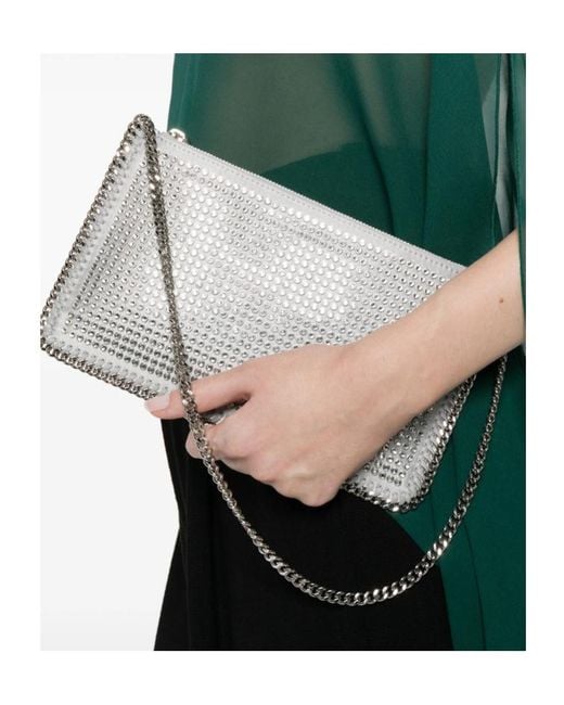 Stella McCartney Gray Falabella Studded Clutch Bag