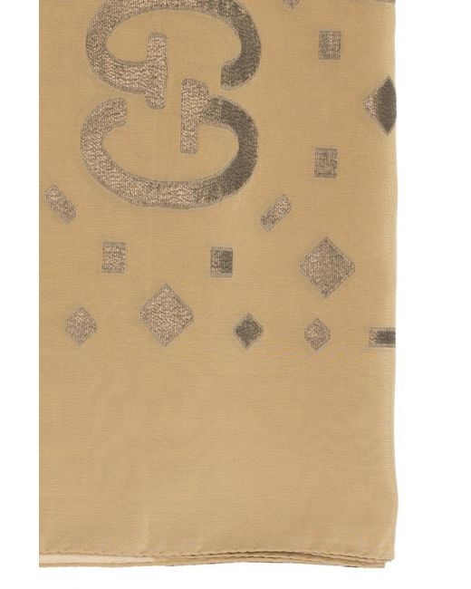 Gucci Natural Gg Logo Rectangle Scarf