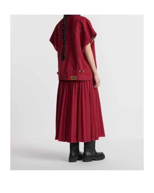 Dior Red Pleated Mid-Length Skirt