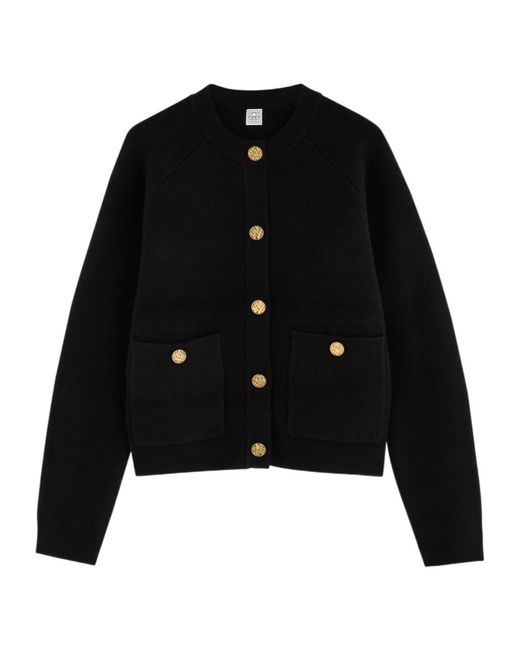 Totême Black Wool-Blend Cardigan