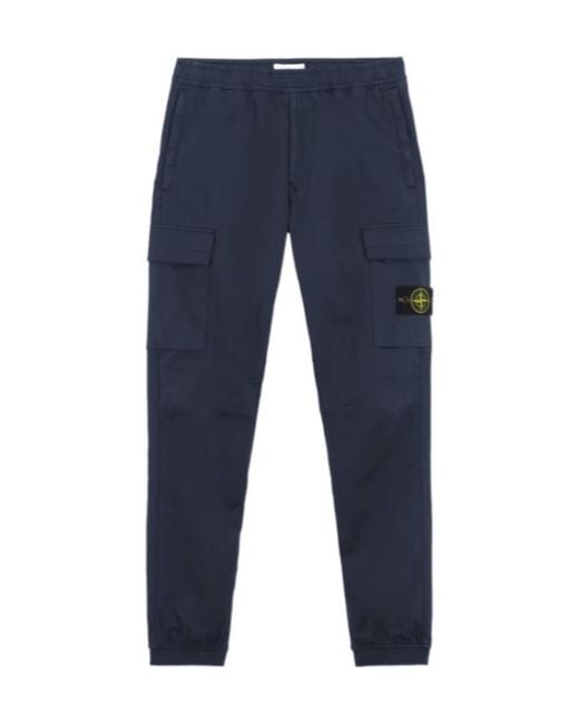 Stone Island Blue Regular Tapered Fit Cargo Pants for men