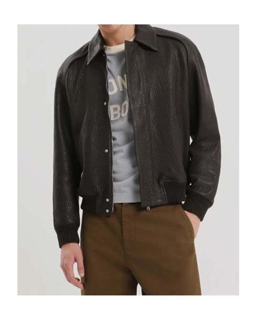 1989 STUDIO Black Press-Stud Leather Jacket for men