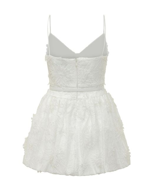 Self-Portrait White Floral Organza Mini Dress