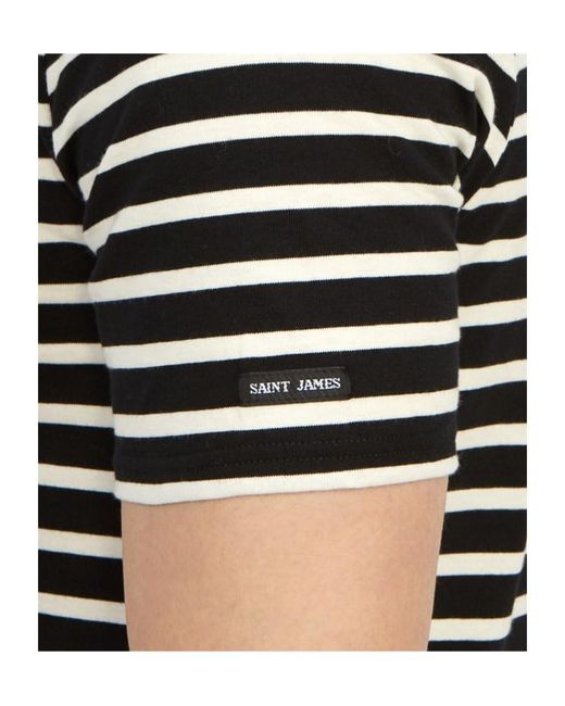 Saint James Black Striped Short-Sleeved T-Shirt for men