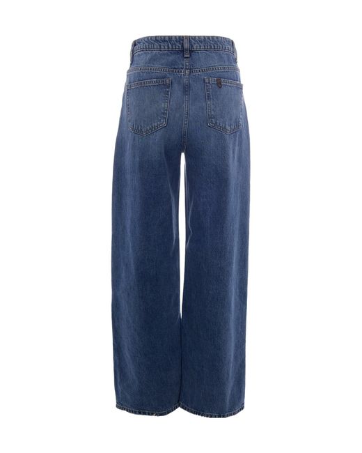 Liu Jo Blue Logo Patch Wide Leg Jeans