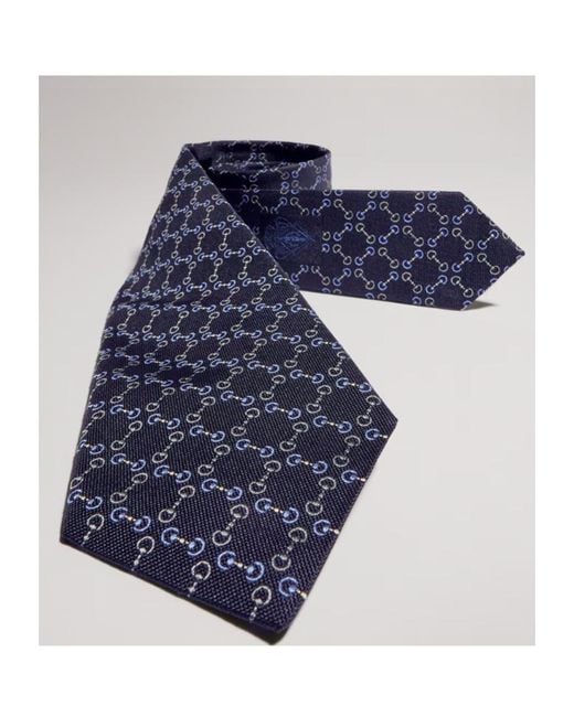 Gucci Blue Horsebit Pattern Tie for men