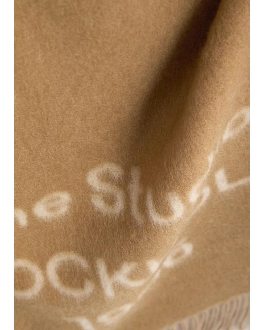 Acne Natural Logo-Intarsia Wool Scarf
