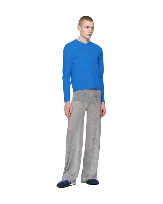 MARINE SERRE Blue Core Round-Neck Sweater for men
