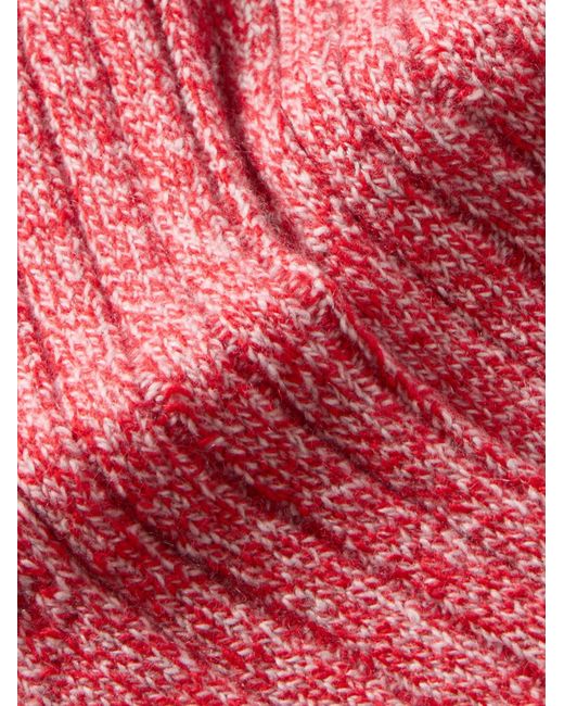The Elder Statesman Red Ribbed Cashmere Socks
