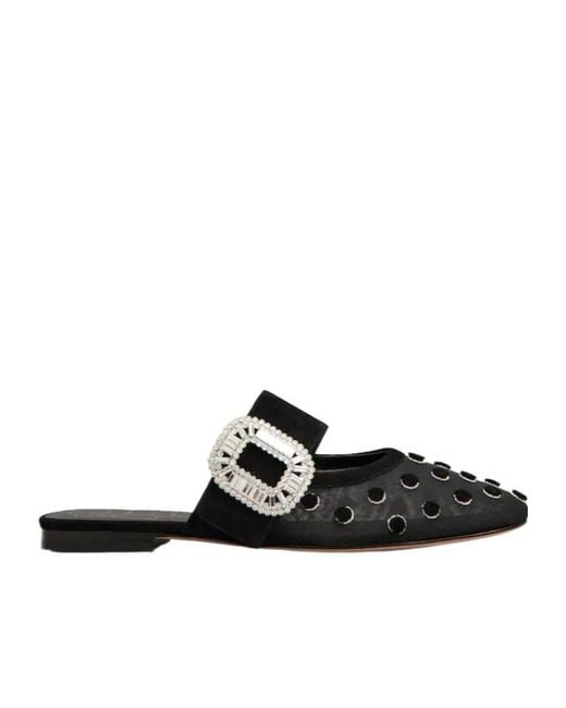 Roger Vivier Black Belle Vivier Polka Dot Mules