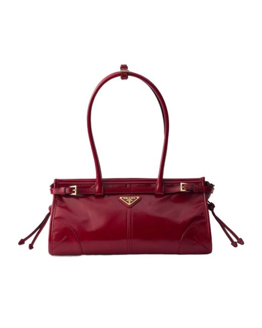 Prada Red Medium Bonnie Leather Tote Bag