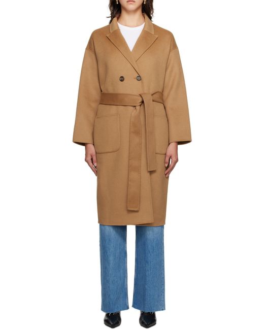 Anine Bing Brown Dylan Belted Double-Breasted Coat
