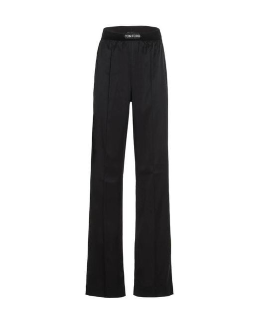 Tom Ford Black Stretch Satin Pj Pants