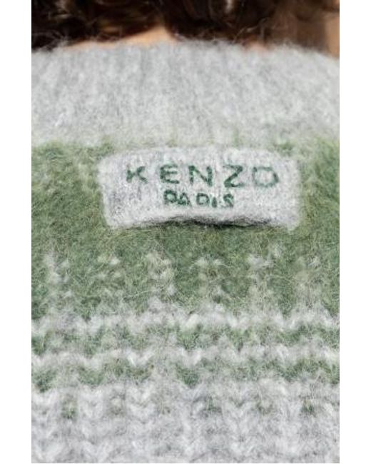KENZO Gray Striped Knitted Jumper for men