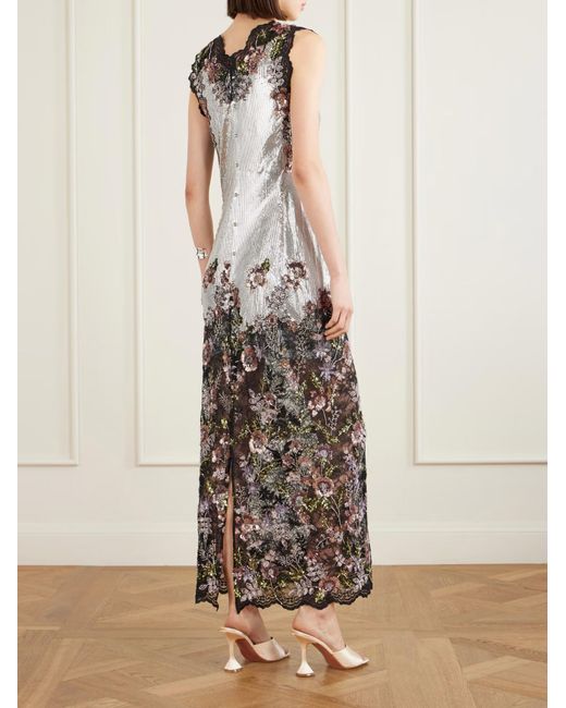Rabanne White Rabanne Floral Embroidered Long Dress