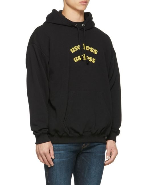 DIESEL Black Slogan Front Pocket Hoodie for men